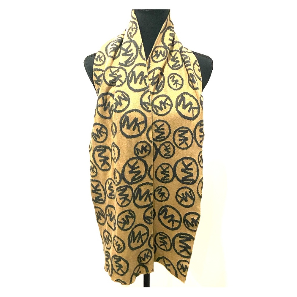 COPY - Michael Kors Signature Logo Scarf, Tan/Gray